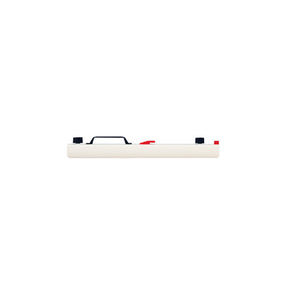 Planhorse A2 plan multiclamp in white with a black carry handle and black wingnuts, a short clamp shown empty from the side