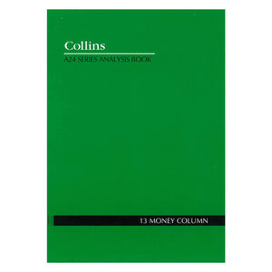 Collins 10213 A24 13 Money Column Analysis Book front cover in green, with the Collins logo, a series title line and a black label band naming the book type