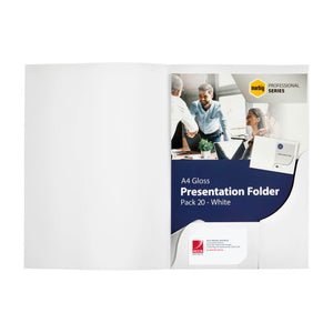 Marbig Professional Series A4 Presentation Folder Gloss White Pack of 20
