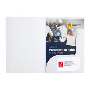 Marbig Professional Series A5 Presentation Folder Gloss White Pack of 10