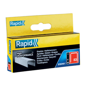 Rapid No.53 Finewire Staples 6mm Box 2500