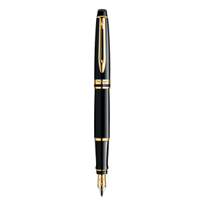 Waterman Expert Black Lacquer Gold Trim Fountain Pen in Box
