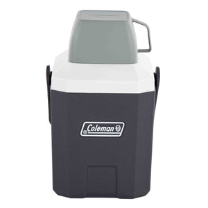 Coleman Daintree 2.7L Extreme Jug Grey, studio front view of the charcoal grey drinks jug with white collar and grey handled cap