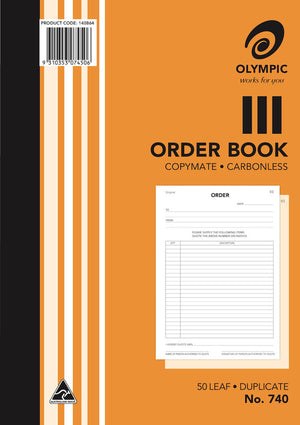 Olympic Order Book 740 Carbonless Duplicate 50 Leaf 297 x 210mm