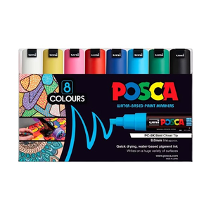 Posca PC-8K Paint Marker Pen Chisel Bold Assorted Wallet of 8