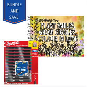 Sharpie Creative Markers and Adult Blooming Garden Colouring Book Bundle