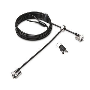 Kensington MicroSaver 2.0 Twin Lock Head Master Keyed with coiled black cable, two silver T-bar heads and keys