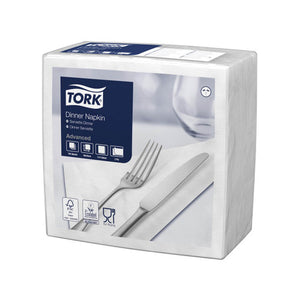Tork White Edge Emboss Dinner Napkin 2 Ply Quarterfold Carton of 12