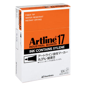 Artline 17 Industrial Marker box shown at an angle, printed Ink Contains Xylene and EK-17