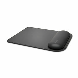 Kensington ErgoSoft Wrist Rest Mouse Pad in black, angled view of the mouse surface and curved gel wrist rest