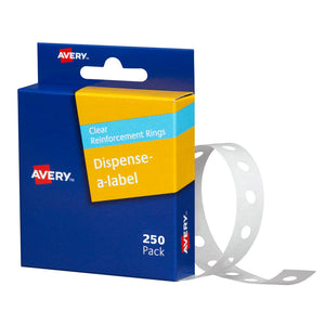 Avery Clear Vinyl Reinforcement Ring Labels 13mm Pack 250