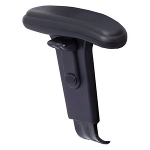 Single black arm from the Rapidline adjustable arm set, three quarter view showing the arm pad and height adjuster.