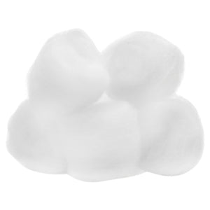 A pile of large white cotton balls on a plain background