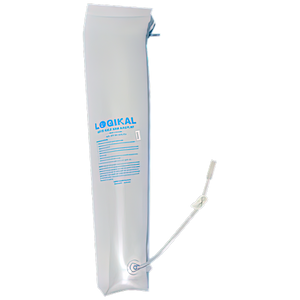 Clear inflatable half arm air splint with a blue zip along its length and an inflation valve tube