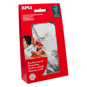 Apli Handwriting Strung Tickets 22 x 35mm White Bag of 100 - image 1
