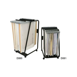 Arnos D008 Hang-A-Plan A1 trolley with 10 Quickfile binders, satin black powder coat steel frame