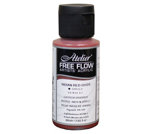 Chroma Atelier Free Flow Artists' Acrylic 60ml Indian Red Oxide: 60ml bottle with flip-top cap, black Atelier label naming Indian Red Oxide, Series 2