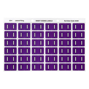 Avery Alphabetical I Side Tab Labels 43309 25x38mm 180 Pack | Smaller format for colour-coded filing system top-up