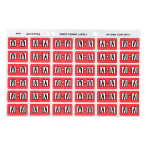 Avery Alphabetical M Side Tab Labels 43313 25x38mm 180 Pack | Smaller format for colour-coded filing system top-up