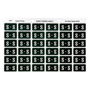 Avery Alphabetical S Side Tab Labels 43319 25x38mm 180 Pack | Smaller format for colour-coded filing system top-up