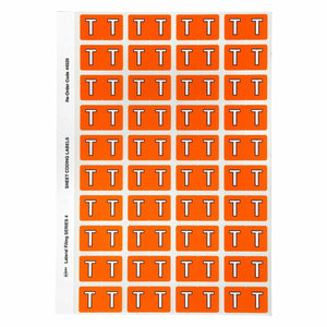 Avery Alphabetical T Side Tab Labels 44520 25x42mm 240 Pack | Larger label format for high-frequency letter in colour-coded filing