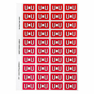 Avery Alphabetical U Side Tab Labels 44521 25x42mm 240 Pack | Larger label format for improved shelf readability in colour-coded filing