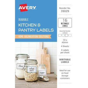 Avery Assorted Rectangular Kitchen and Pantry Labels 70 x 40mm 16 Pack - image 1