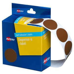 Avery Brown Dispenser Labels 937245 Circle 24mm Pack 500 | Distinctive eighth colour for multi-colour coding systems and specialist filing categories