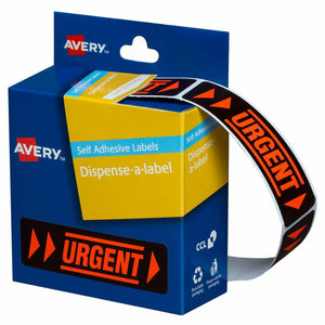 Avery Pre-Printed Urgent Dispenser Labels 937251 64x19mm Pack 125 | Consistent professional urgency flagging for priority mail, invoices and tasks