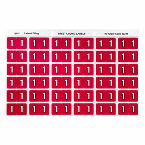Avery Numeric 1 Side Tab Labels 43341 25x38mm 180 Pack | Smaller format for numeric colour-coded filing system top-up