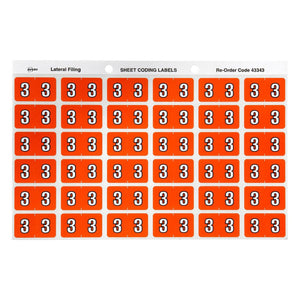 Avery Numeric 3 Side Tab Labels 43343 25x38mm 180 Pack | Smaller format for numeric colour-coded filing system top-up