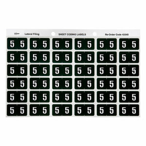 Avery Numeric 5 Side Tab Labels 43345 25x38mm 180 Pack | Smaller format for numeric colour-coded filing system top-up