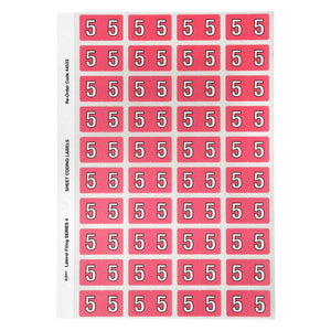 Avery Numeric 5 Side Tab Labels 44533 25x42mm 240 Pack | Larger format for improved shelf readability in numeric colour-coded filing