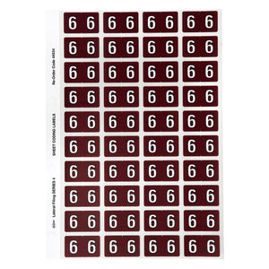 Avery Numeric 6 Side Tab Labels 44534 25x42mm 240 Pack | Larger format for improved shelf readability in numeric colour-coded filing