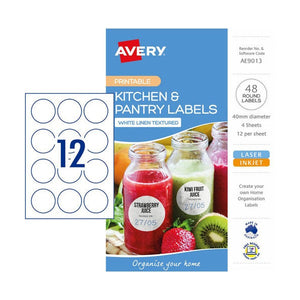 Avery Round Kitchen Pantry Labels 4 Pack 40mm Diameter 12UP - image 1