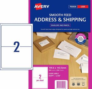 Avery TrueBlock Shipping Labels 959092 L7168 1000 Labels 199.6x143.5mm 2-Up | Highest-volume standard shipping label pack for maximum-throughput dispatch