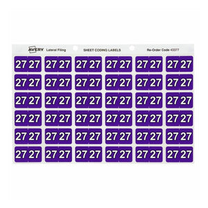 Avery Side Tab Colour Coding Labels for Filing Systems 43377 | Sheet-format side tab colour codes for colour-coded lateral filing category identification