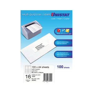 Avery Unistat 38942 Multipurpose Label 99 x 34mm Pack 100 - image 1