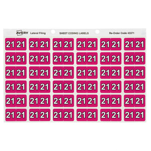 Avery 21 Side Tab Year Code Label 43371 2021 25x38mm 180 Pack | Year-coded file label for lateral filing systems identifying 2021 documents