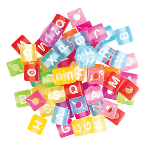 Plastic Alphabet Cube Beads Large 100g 10mm Cube 4mm Threading Hole