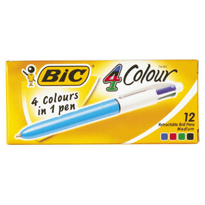 BIC 4 Colour Retractable Ballpoint Pen with blue barrel showing four click buttons