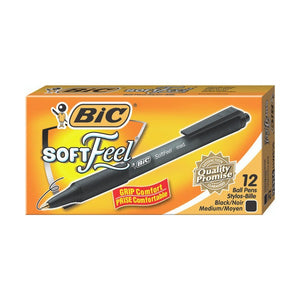 BIC SoftFeel retractable ballpoint pen in black ink, medium 1.0mm point