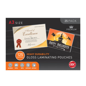 GBC Laminating Pouches A3 125 Micron Pack 25