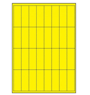 Bala A4 yellow perforated card sheet with 32 pre-cut tags, 210x296mm, 150gsm