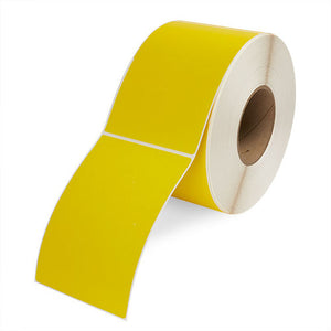 Bala direct thermal label roll in yellow, 75x48mm, 2000 labels on a 76mm core