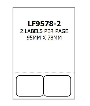 Bala integrated label form A4 sheet showing two 95 x 78mm self-adhesive labels