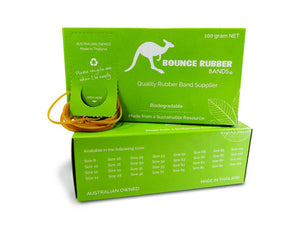 Bounce Rubber Bands Size 30 50 x 3.0mm 100g Box Natural Tan (SRETBAND30N) - GECA-certified natural latex rubber bands