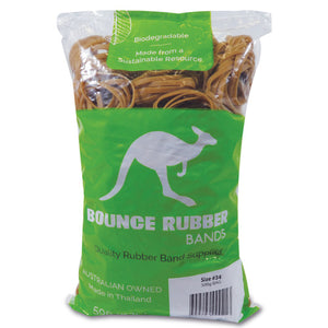 Bounce Rubber Bands Size 34 100 x 3.0mm 500g Bag Natural Tan (RETBAND034N) - GECA-certified natural latex rubber bands
