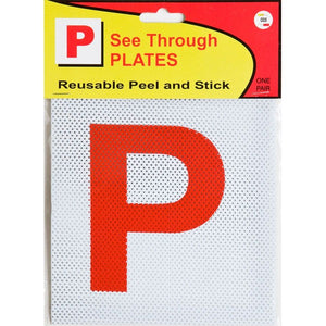 CO3 See Through Plates pack with a red P on a white dotted see-through plate and a yellow and red header card printed Reusable Peel and Stick and One Pair
