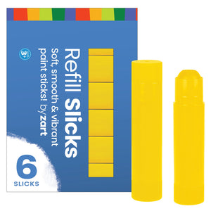 Zart Slicks Paint Sticks Yellow Refill Pack of 6 Twistable Washable